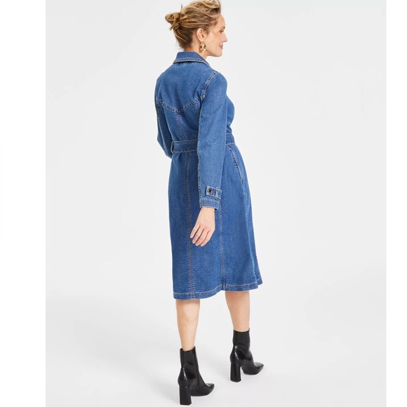 NWT I.N.C. Denim Belted Trench Coat - Picture 4 of 4